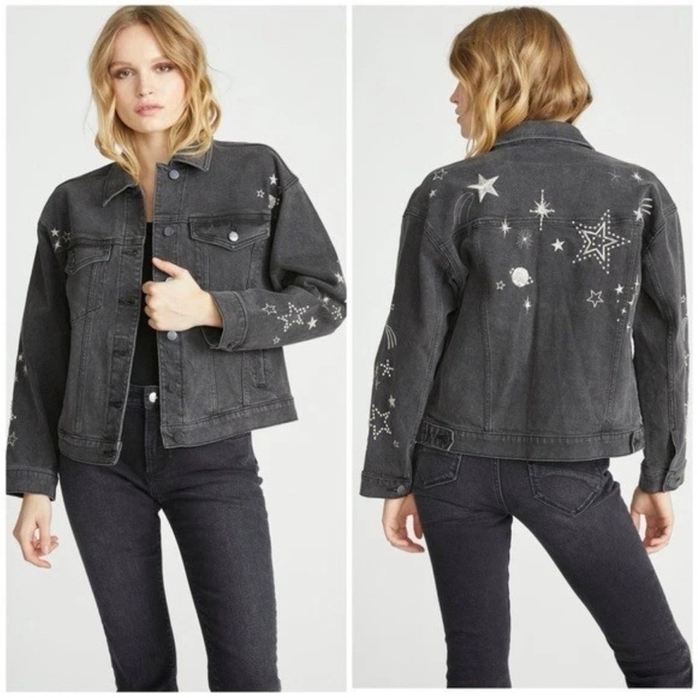 Driftwood Shooting Star Denim Trucker Jean Jacket Celestial Womens Sz Small NWT